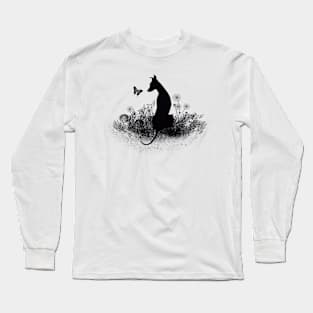 Sitting whippet with butterfly Long Sleeve T-Shirt